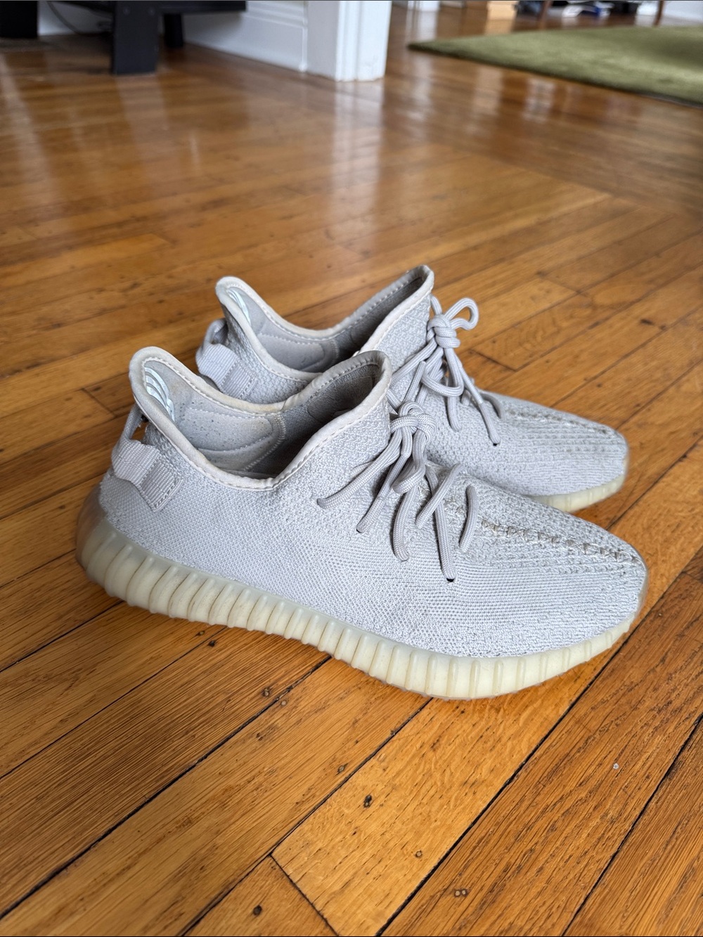adidas Yeezy Boost Sneakers in Light Gray with Cream Sole